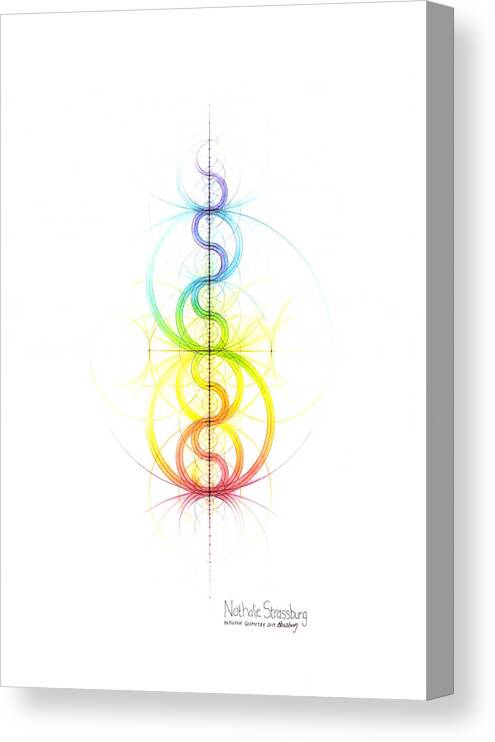 Intuitive Geometry Canvas Print featuring the drawing Intuitive Geometry Color Spectrum Wave by Nathalie Strassburg