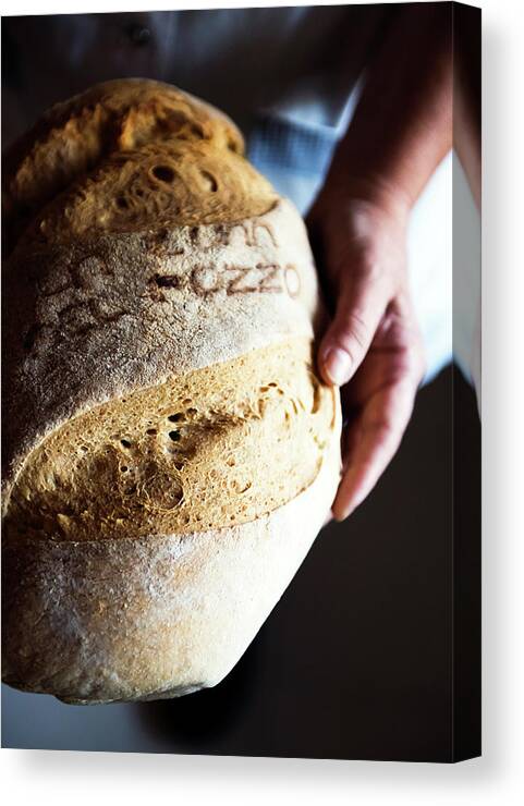 Estock Canvas Print featuring the digital art Italy, Lombardy, Lodi District, San Martino In Strada, Panificio La Luna Nel Pozzo (bakery) - Homemade Bread by Franco Cogoli