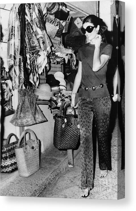 People Canvas Print featuring the photograph Jacqueline Onassis Shopping by Bettmann