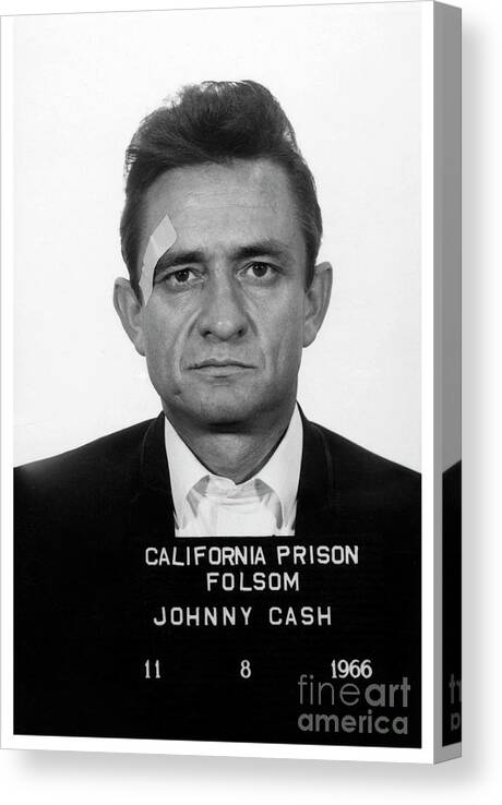 Johnny Cash Canvas Print featuring the photograph Johnny Cash Mugshot by Jon Neidert