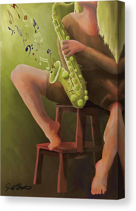 Music Canvas Print featuring the digital art Joys of the Saxophone by April Burton