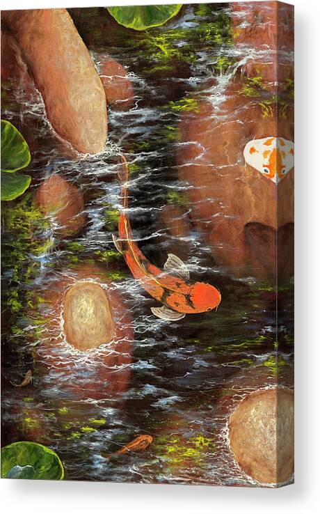 Fish Canvas Print featuring the painting Koi Pond Left Side by Darice Machel McGuire