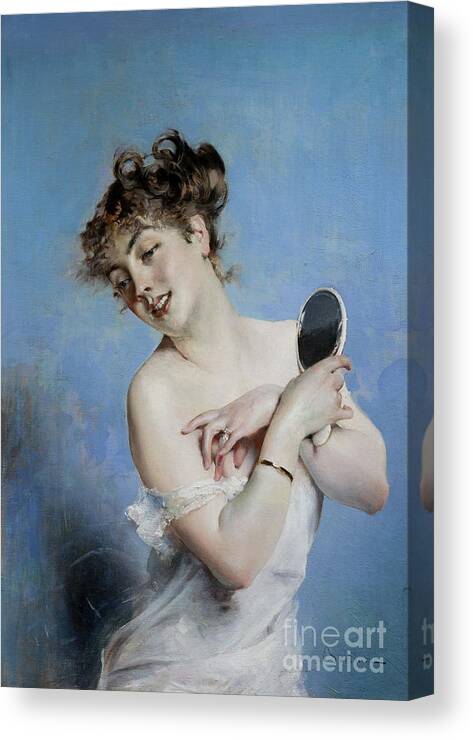 Oil Painting Canvas Print featuring the drawing La Toilette Young Woman In Déshabillé by Heritage Images