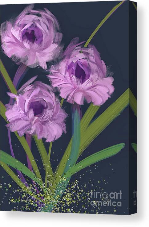 Flower Canvas Print featuring the digital art Lavender Posies by Lois Bryan