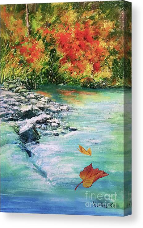 Autumn Canvas Print featuring the pastel Let it Go to Clean Your Soul by Yoonhee Ko