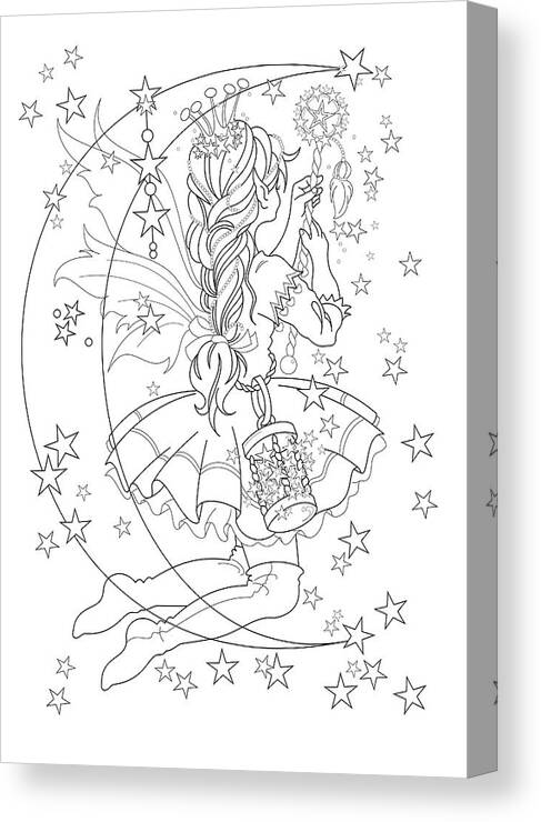 Light The Stars Lineart Canvas Print featuring the painting Light The Stars Lineart by Cb Studios