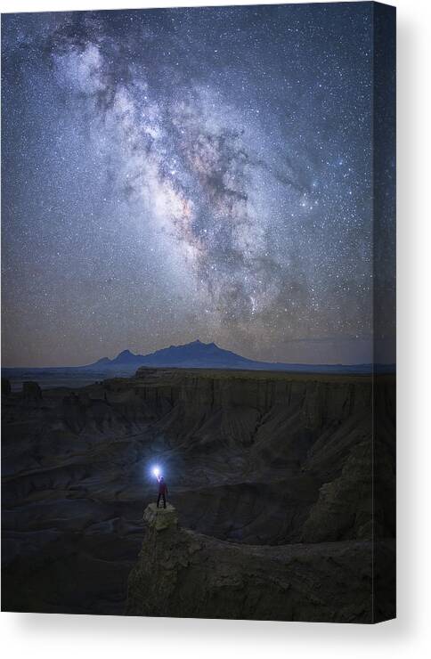 Sky Canvas Print featuring the photograph Lightening The Night Sky by Michael Zheng