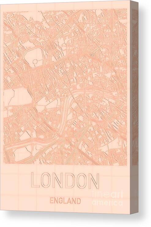 London Canvas Print featuring the digital art London Blueprint City Map by HELGE Art Gallery
