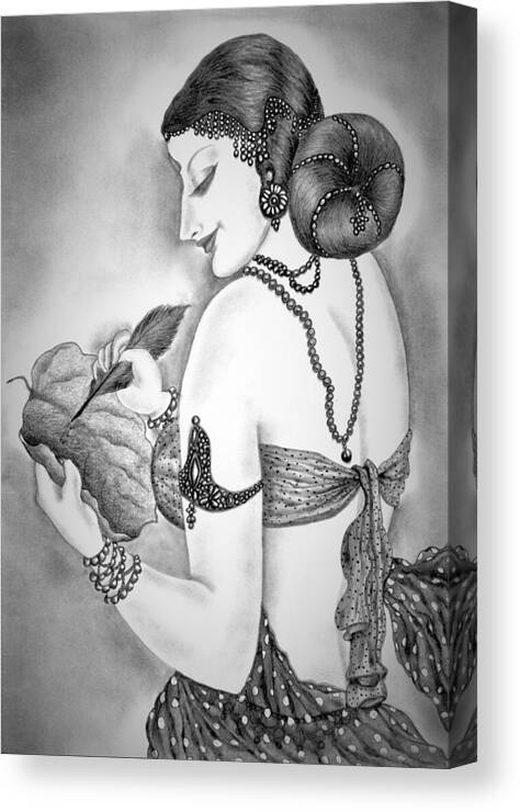 Apsara Canvas Print featuring the drawing Love letter by Tara Krishna