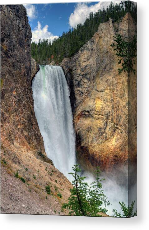 Majestic Canvas Print featuring the photograph Lower Falls, Grand Canyon Of Yellowstone by Jill Clardy
