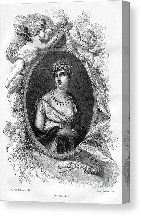 Engraving Canvas Print featuring the drawing Madame Tallien, Late 18th Century by Print Collector