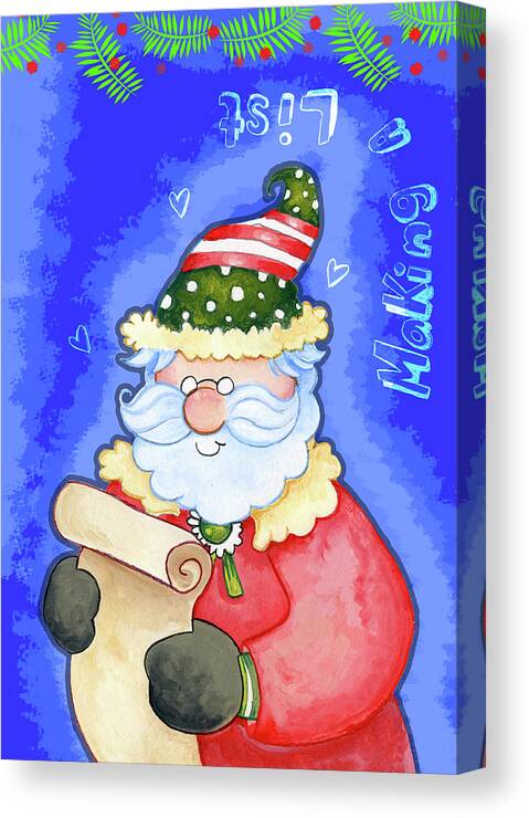 Christmas Canvas Print featuring the mixed media Making A List by Valarie Wade