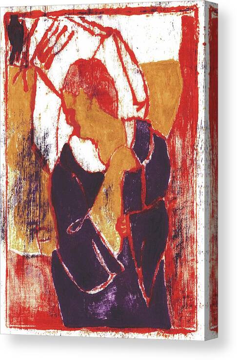 Man Canvas Print featuring the painting Man Sat on a Village Wall 2 by Edgeworth Johnstone