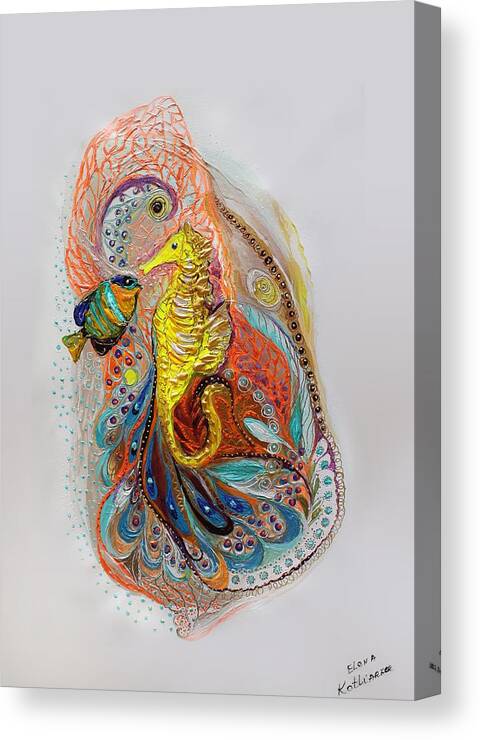 Sea Life Canvas Print featuring the painting Mare Nostrum #4. Sea Horse by Elena Kotliarker