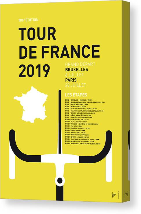 2019 Canvas Print featuring the digital art My Tour De France Minimal Poster 2019 by Chungkong Art