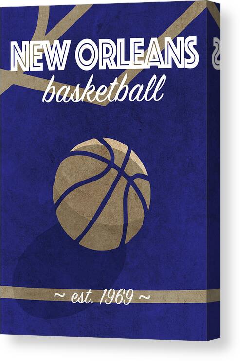 New Orleans Canvas Print featuring the mixed media New Orleans Basketball College Retro Vintage Poster University Series by Design Turnpike