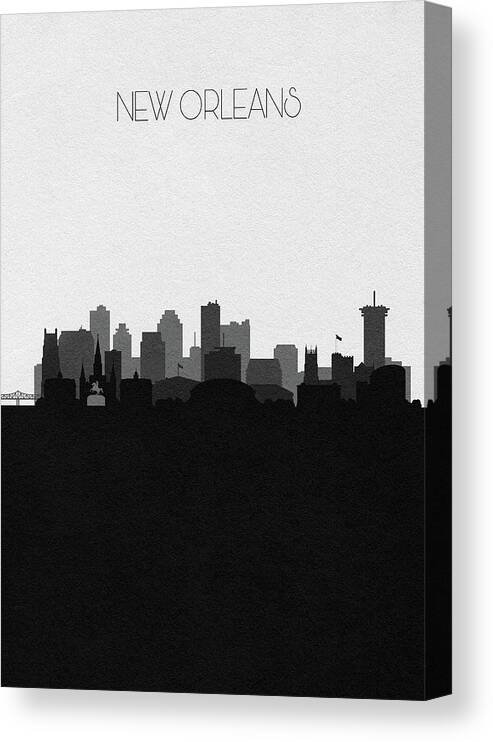 New Orleans Canvas Print featuring the digital art New Orleans Cityscape Art V2 by Inspirowl Design
