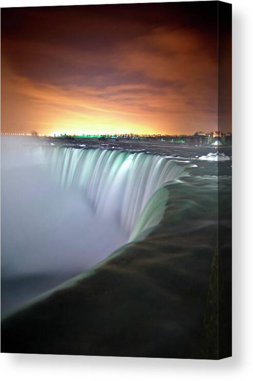 Scenics Canvas Print featuring the photograph Niagara Falls By Night by Insight Imaging