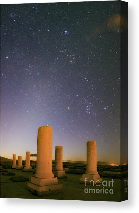 Nobody Canvas Print featuring the photograph Night Sky Over Private Palace by Amirreza Kamkar / Science Photo Library