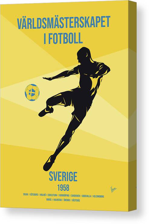 World Canvas Print featuring the digital art No06 My 1958 Sweden Soccer World Cup poster by Chungkong Art
