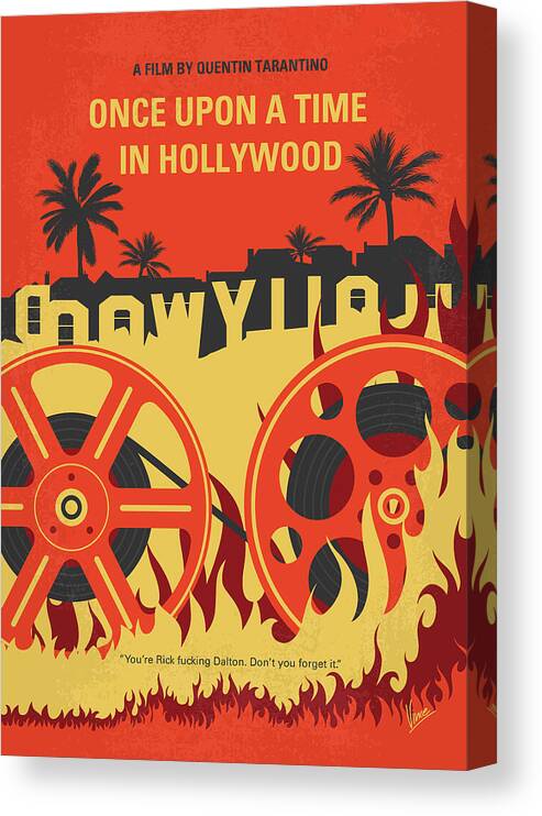 Once Upon A Time In Hollywood Canvas Print featuring the digital art No1120 My Once Upon a Time in Hollywood minimal movie poster by Chungkong Art