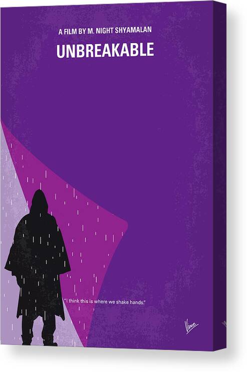 Unbreakable Canvas Print featuring the digital art No986 My Unbreakable minimal movie poster by Chungkong Art