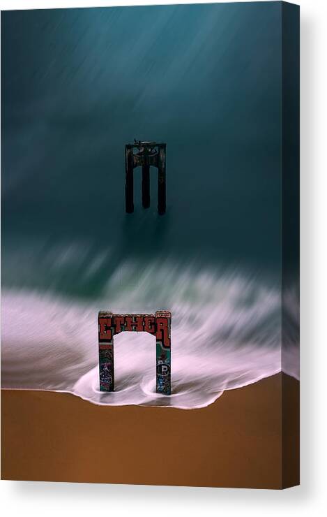 Davenport Canvas Print featuring the photograph Old Pier by Yimei Sun