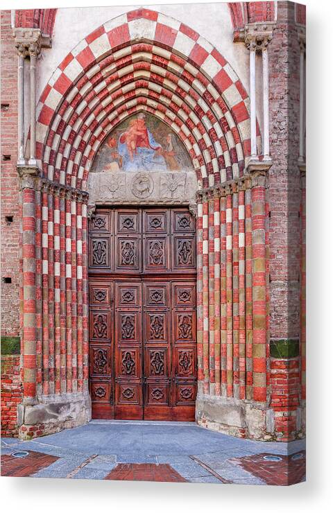 Arch Canvas Print featuring the photograph Old Wooden Door At The Entrance To by Rglinsky