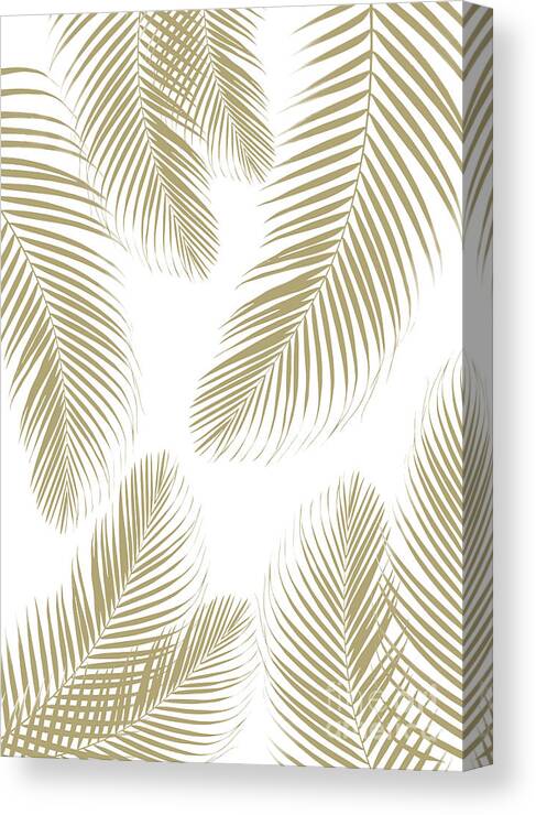 Photography Canvas Print featuring the mixed media Palm Leaves - Gold Cali Vibes #3 #tropical #decor #art by Anitas and Bellas Art