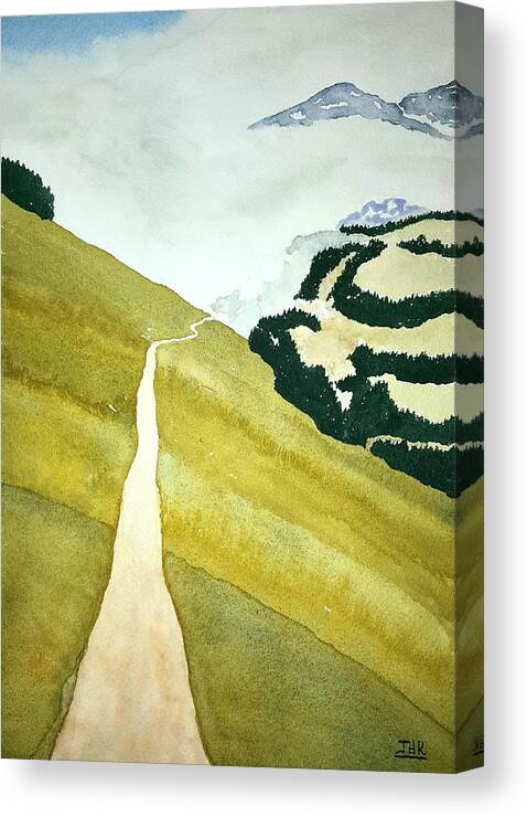 Watercolor Canvas Print featuring the painting Path of Lore by John Klobucher
