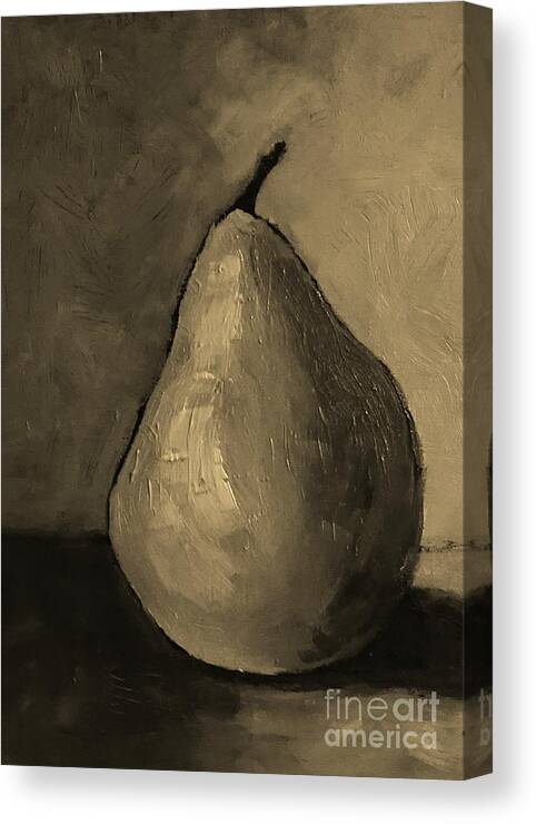 Pear Canvas Print featuring the painting Pear - sepia tones painting by Vesna Antic