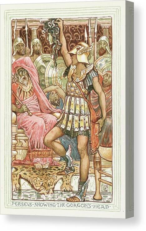 Mythology Canvas Print featuring the painting Perseus Showing The Gorgons Head by Walter Crane