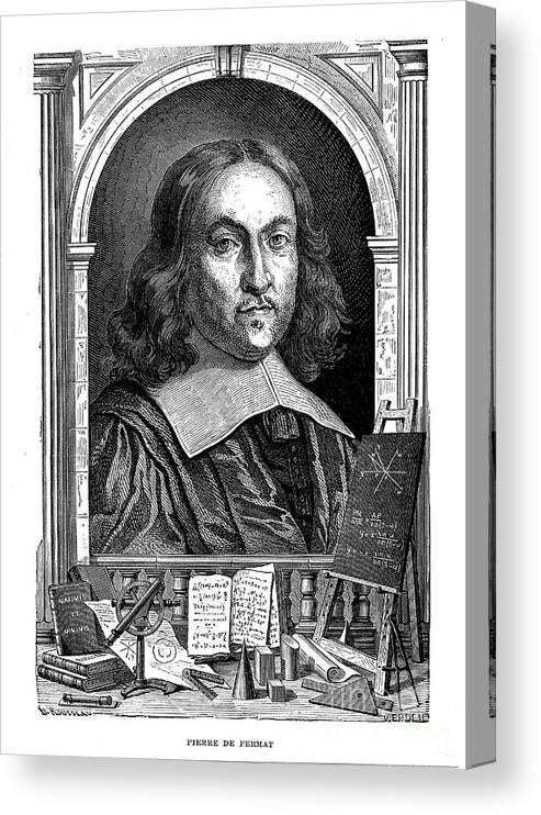 Engraving Canvas Print featuring the drawing Pierre De Fermat, 17th Century French by Print Collector