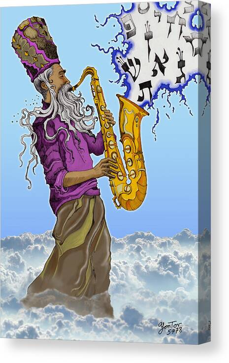 Sax Canvas Print featuring the painting Pre-Doppler by Yom Tov Blumenthal