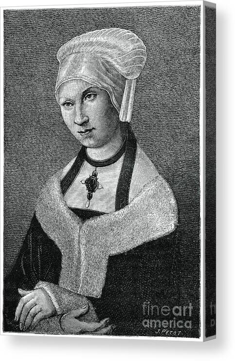 Engraving Canvas Print featuring the drawing Princess Sibylla Of Saxony, 1870 by Print Collector
