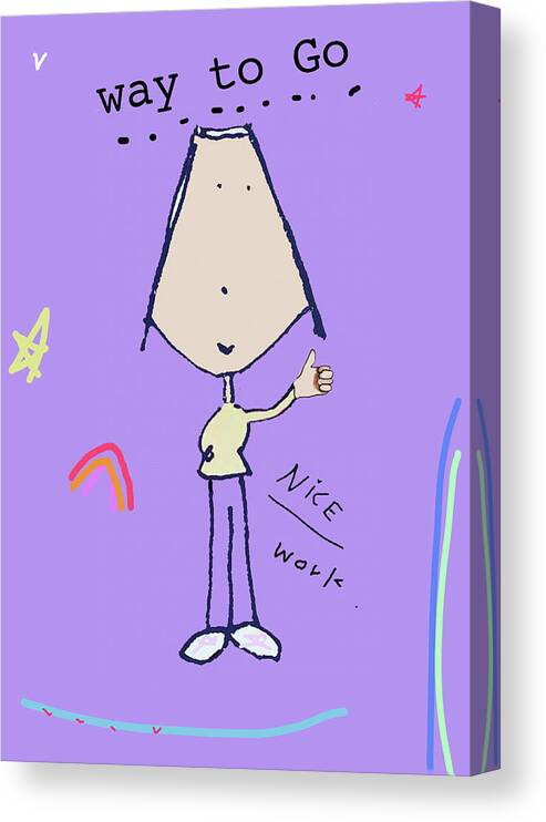 Way To Go Canvas Print featuring the drawing Purple Penelope by Ashley Rice