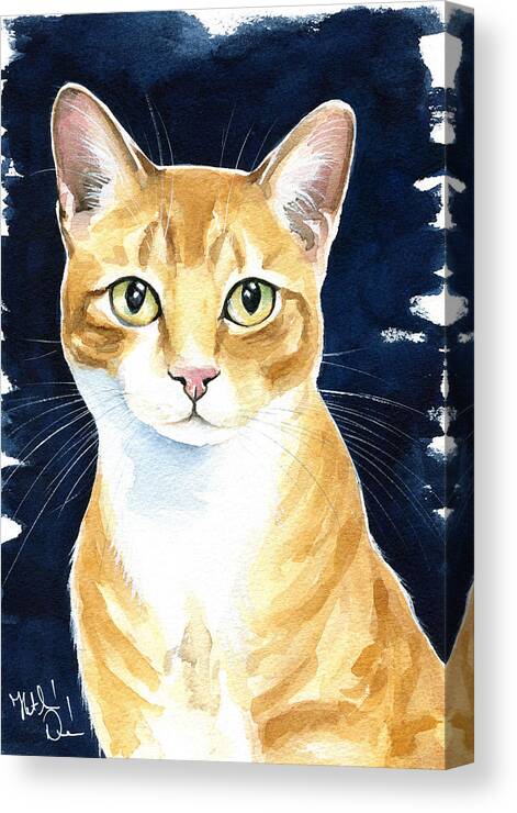 Cat Canvas Print featuring the painting Puss In Boots Ginger Cat Painting by Dora Hathazi Mendes