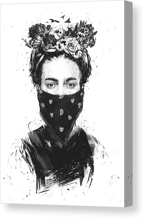 Girl Canvas Print featuring the drawing Rebel girl by Balazs Solti