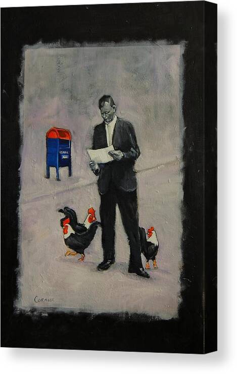 Chickens Canvas Print featuring the painting Redheads by Jean Cormier