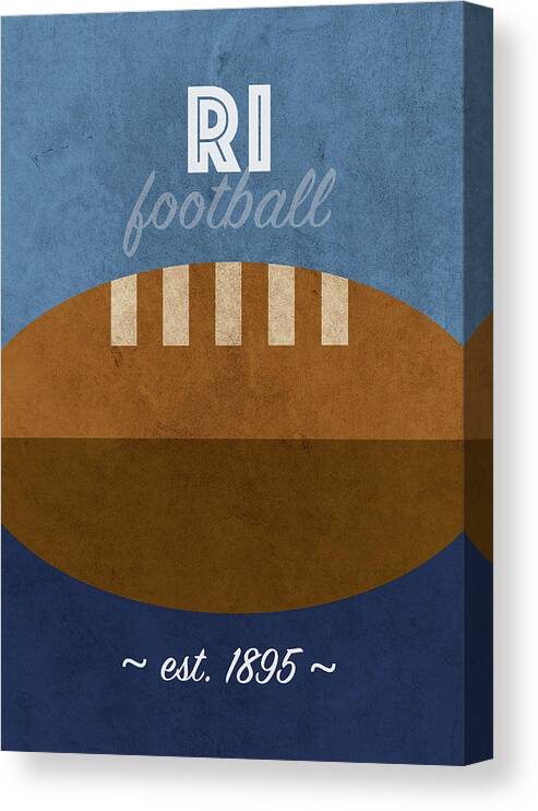 Rhode Island Canvas Print featuring the mixed media Rhode Island Football College Sports Retro Vintage Poster by Design Turnpike