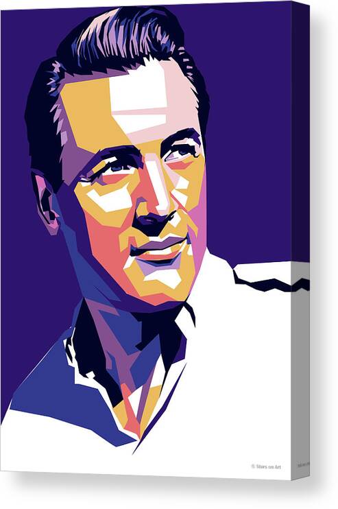 Bio Canvas Print featuring the digital art Rock Hudson -b1 by Movie World Posters