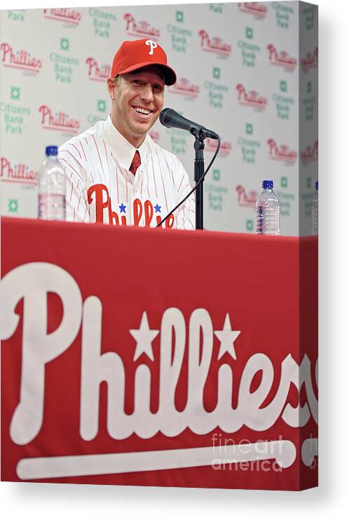 People Canvas Print featuring the photograph Roy Halladay Press Conference by Drew Hallowell