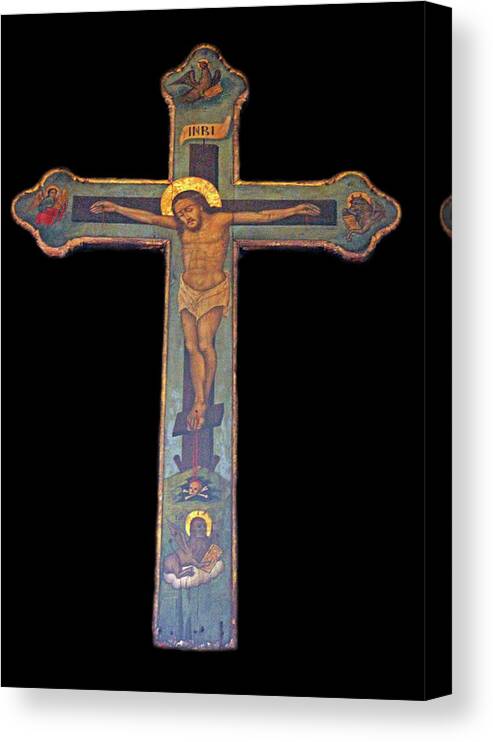 Crucifixion Canvas Print featuring the photograph Saint George Monastery Vintage Cross by Munir Alawi