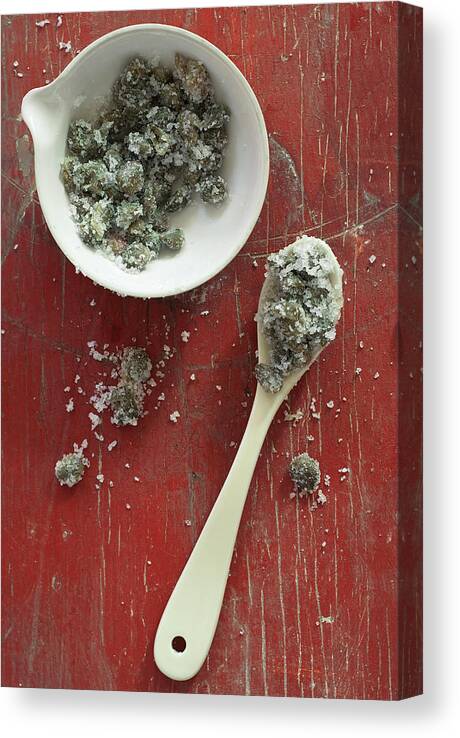 Wood Canvas Print featuring the photograph Salt-encrusted Capers by Melina Hammer