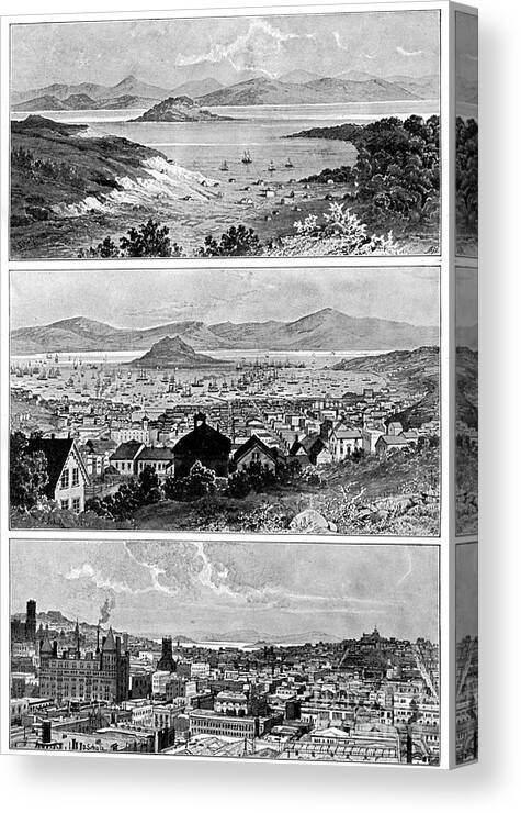 Engraving Canvas Print featuring the drawing San Francisco In November, 1848, 1858 by Print Collector