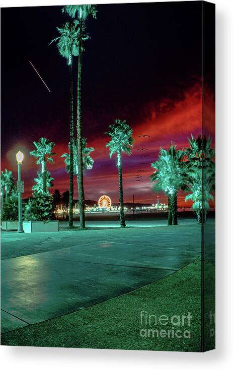 Santa Monica Pier Canvas Print featuring the photograph Santa Monica Pier Landmark by David Zanzinger