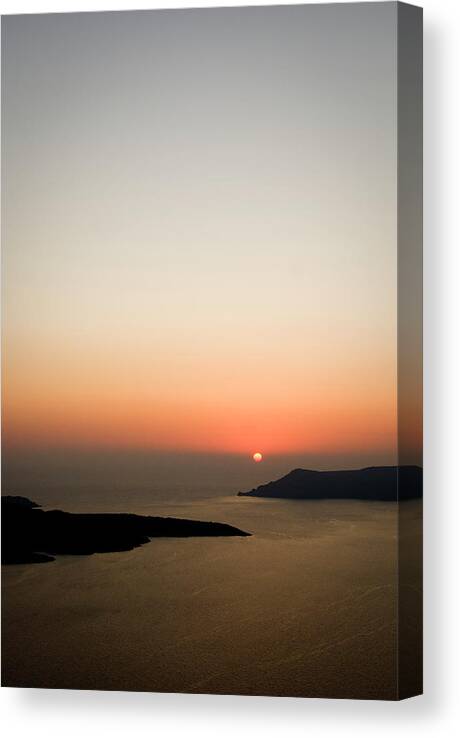 Greece Canvas Print featuring the photograph Santorini Caldera Sunset by Earleliason
