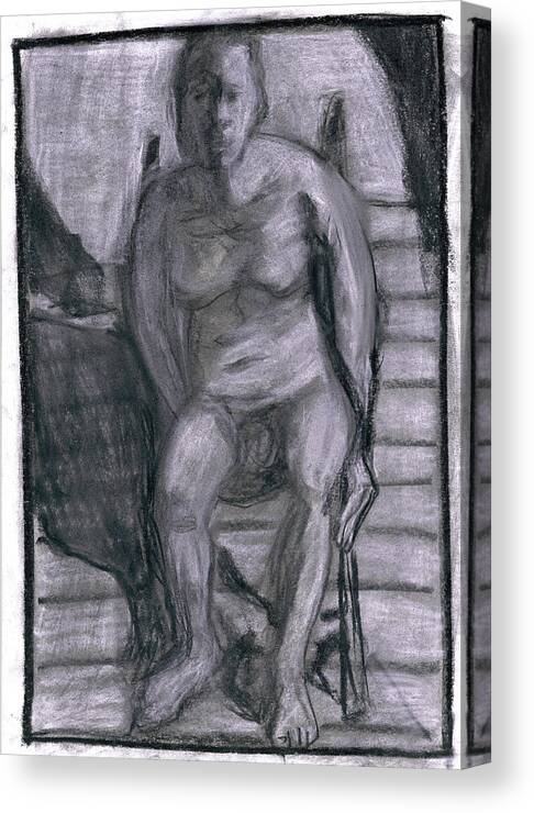 Chair Canvas Print featuring the drawing Self on a chair by Edgeworth Johnstone