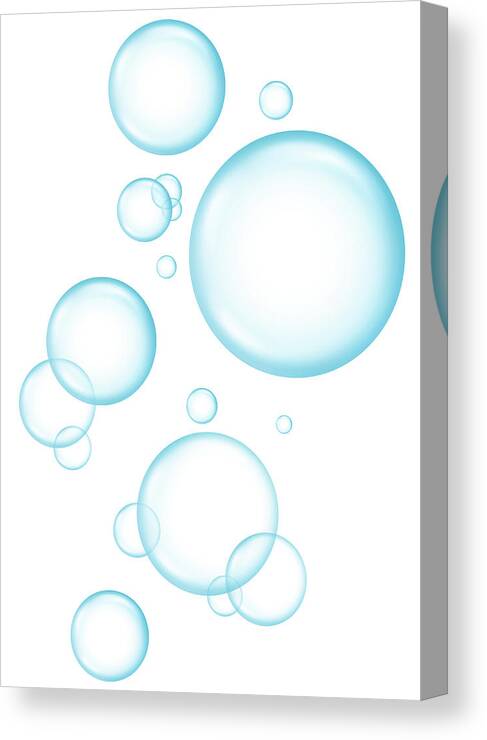 White Background Canvas Print featuring the digital art Several Soap Bubbles On White Background by Artpartner-images