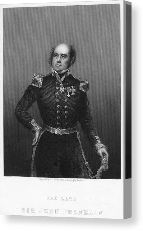 Engraving Canvas Print featuring the drawing Sir John Franklin, C1860s.artist Dj by Print Collector